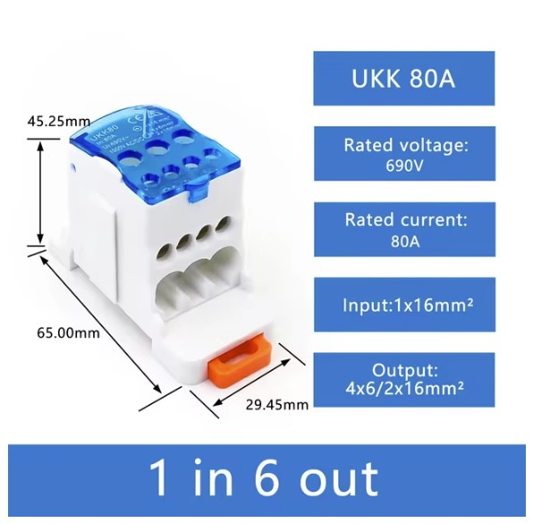 Фото - Блок розподільчий на DIN рейку UKK80A