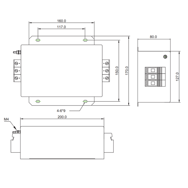 Фото - Фільтр ВЧ EMI 250/440VAC YX84G4-40A-T