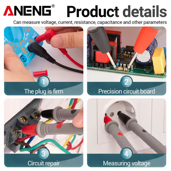 Фото - Щупи для тестера/мультиметра, 100см, 10А/1000V, PVC, нікельовані щупи, модель PT1004