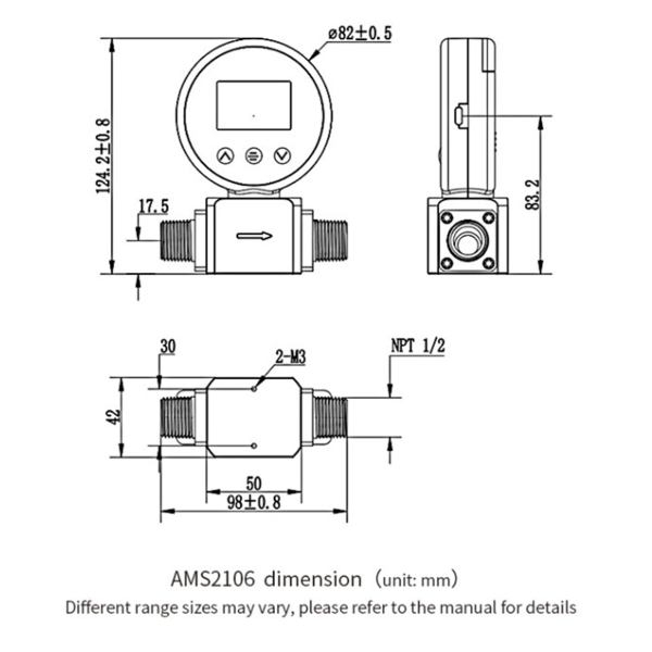 Фото - Лічильник газу масс-термальний AMS2106-DN15 для моніторингу витрати повітря, азоту, кисню, аргону