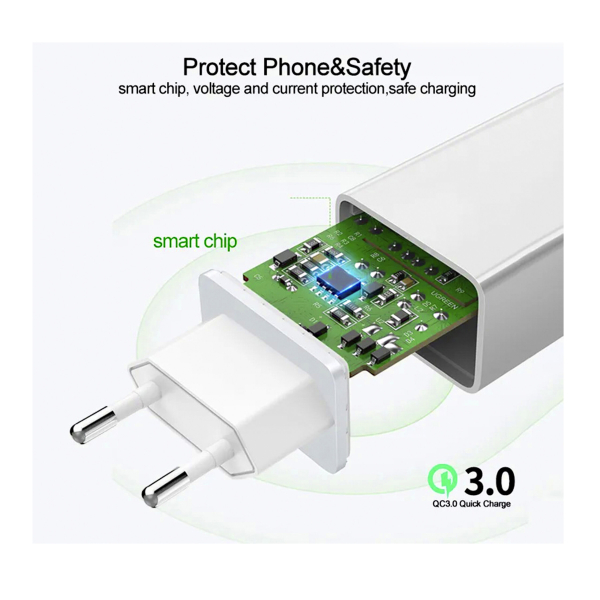 Фото - Блок живлення USB 18 Вт + Кабель USB type C 2м.