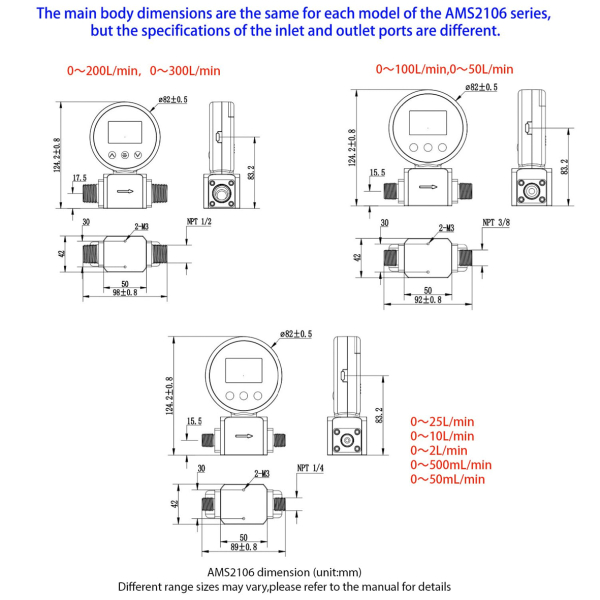 Фото - Лічильник газу масс-термальний AMS2106-DN15 для моніторингу витрати повітря, азоту, кисню, аргону