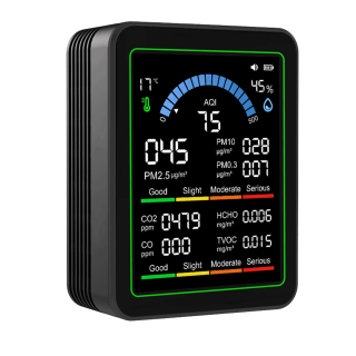 Фото - Монітор якості довкілля Z N-MT13 чорний, AQI, CO2, CO, PM2.5, PM10, PM0.3, температура, вологість, HCHO, TVOC