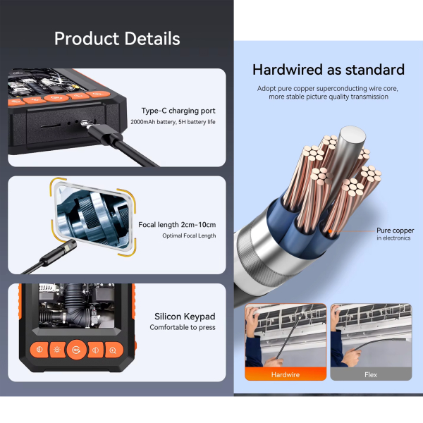 Фото - Ендоскоп поворотний ANESOK C43, 360°, 2 камери 8,5мм, 5 метрів