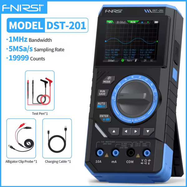 Фото - FNIRSI DST-201, цифровий мультиметр / портативний осцилограф 1 МГц / генератор сигналів 10КГц / 19999 Count Smart професійний тестер TRUE RMS