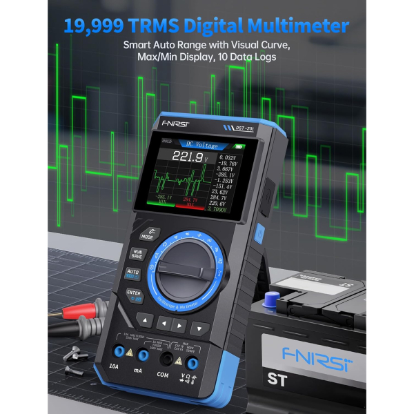 Фото - FNIRSI DST-201, цифровий мультиметр / портативний осцилограф 1 МГц / генератор сигналів 10КГц / 19999 Count Smart професійний тестер TRUE RMS