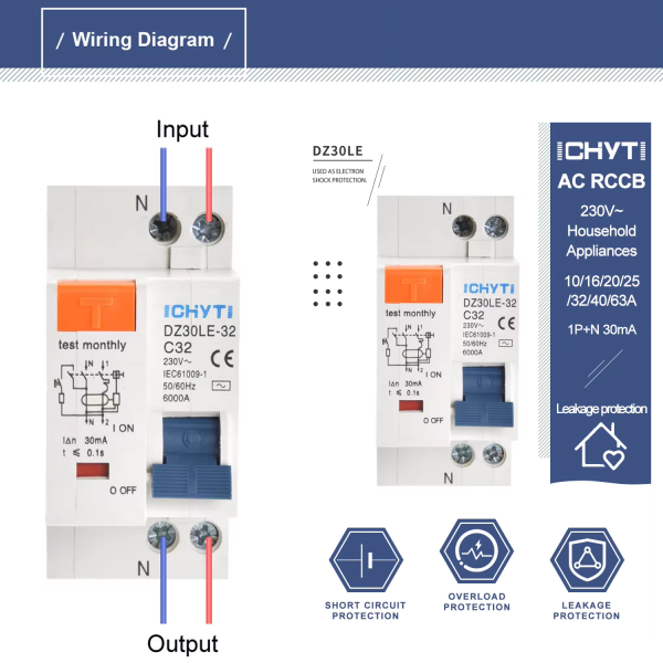 Фото - Диференціальний автоматичний вимикач 10А DZ30LE-63