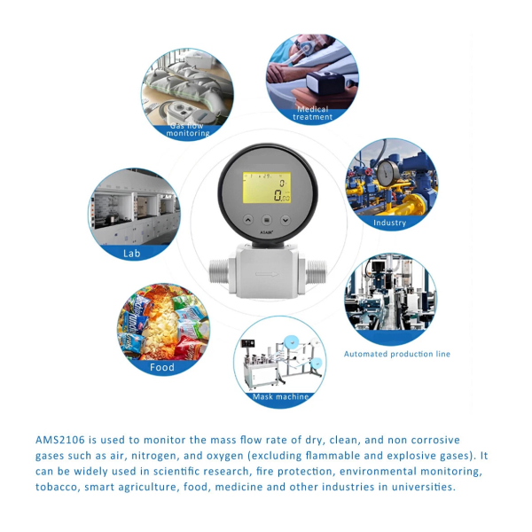 Фото - Лічильник газу масс-термальний AMS2106-DN15 для моніторингу витрати повітря, азоту, кисню, аргону