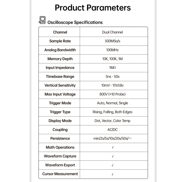 Фото - FNIRSI 2D15P, 2щупи (цифровий мультиметр / портативний осцилограф 100 МГц*2 / генератор сигналів / smart професійний тестер), розширена комплектація