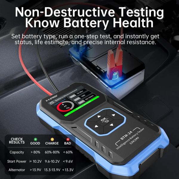 Фото - FNIRSI BTM-24 тестер акумуляторів CCA 2000A,12V/24V