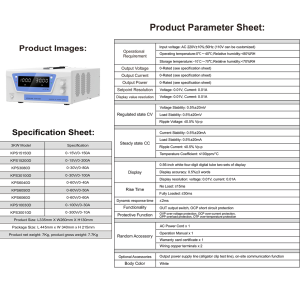 Фото - Блок питания лабораторный KPS6040D 3000Ватт (0-60Вольт х 0-40Ампер)