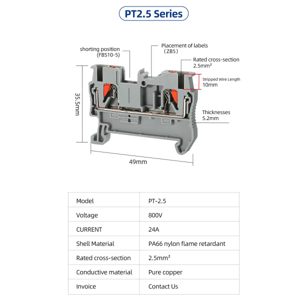 Фото - Прохідна клема PT 2.5 (1-рівнева)