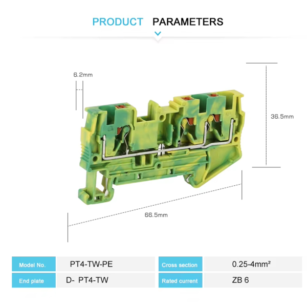 Фото - Клема заземлення PT 4 TWIN PE (1-рівнева)