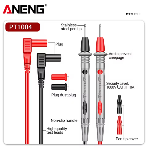 Фото - Щупи для тестера/мультиметра, 100см, 10А/1000V, PVC, нікельовані щупи, модель PT1004