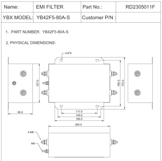 Фото - Фильтр ВЧ EMI 250VAC 80A 1ф B42F5-80A-S