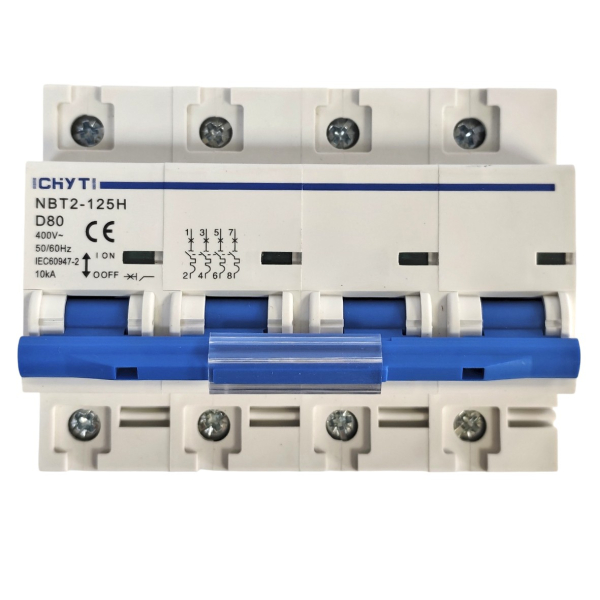 Фото - Автоматичний вимикач 4полюси 80А DIN рейка CHYT NBT2-125H