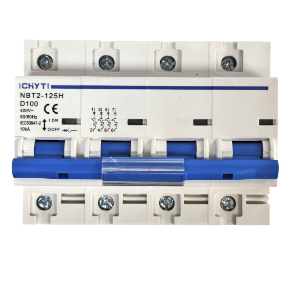 Фото - Автоматичний вимикач 4полюси 100А DIN рейка CHYT NBT2-125H