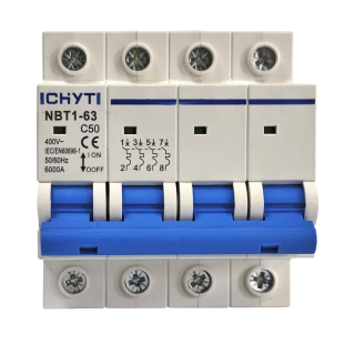 Фото - Автоматичний вимикач 4полюси 50А DIN рейка CHYT NBT1-63