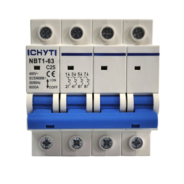 Фото - Автоматичний вимикач 4полюси 25А DIN рейка CHYT NBT1-63