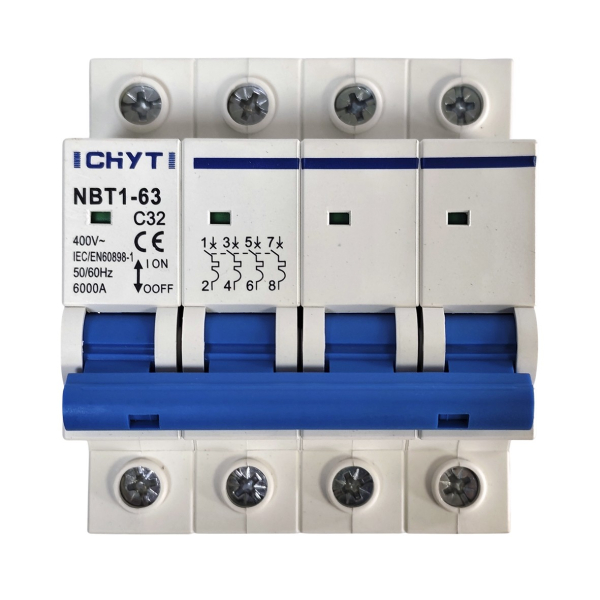 Фото - Автоматичний вимикач 4полюси 32А DIN рейка CHYT NBT1-63