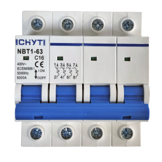 Фото - Автоматичний вимикач 4полюси 16А DIN рейка CHYT NBT1-63