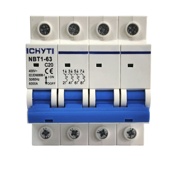 Фото - Автоматичний вимикач 4полюси 20А DIN рейка CHYT NBT1-63