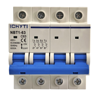 Фото - Автоматичний вимикач 4полюси 63А DIN рейка CHYT NBT1-63