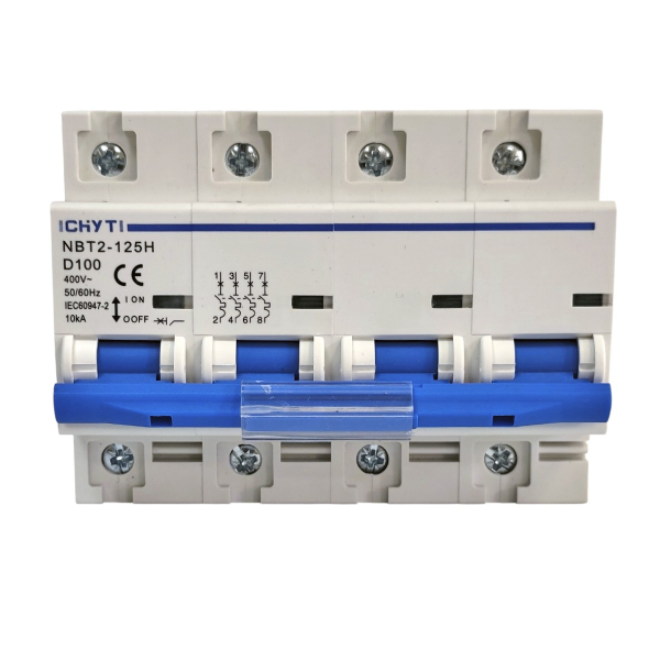 Фото - Автоматичний вимикач 4полюси 100А DIN рейка CHYT NBT2-125H