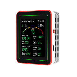 Фото - Монітор якості довкілля ZN-MT29 білий, AQI, CO2, CO, PM2.5, PM1.0, PM10, PM0.3, температура, вологість, час, дата, HCHO, TVOC, WiFi Tuya, історія вимірювань,