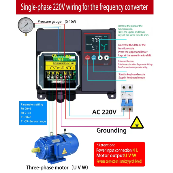 Фото - Частотний перетворювач з 220В 1фаза на 220В 3фази (1/3фаза) векторний 1.5KW M-Driver 980 mini з класом захисту IP66