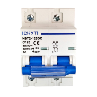 Фото - Автоматичний вимикач DC 600V 2полюса 125А DIN рейка CHYT NBT2-125DC