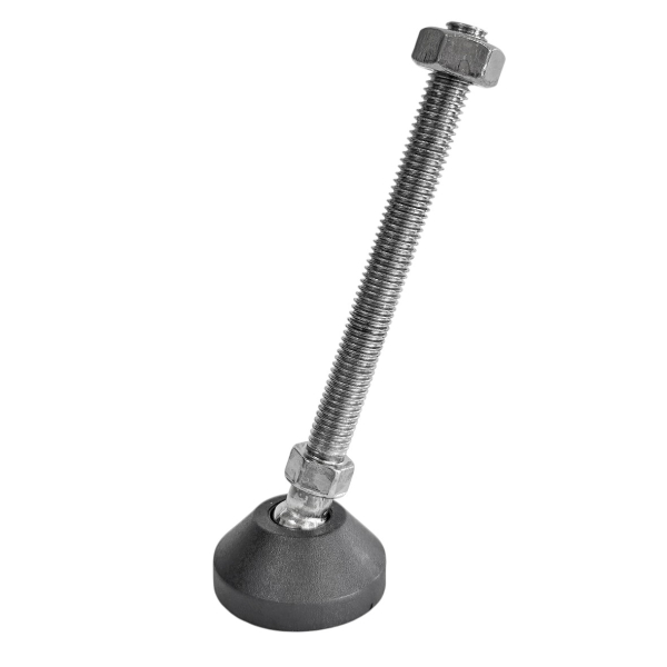 Фото - Опора регульована нейлон. "п'ята" Ø40 стал.оцинк.  шток  М10*100мм рухома