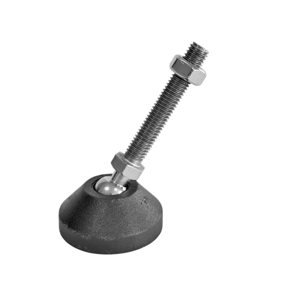 Фото - Опора регульована нейлон. "п'ята" Ø40 нерж. шток М8*50мм рухома