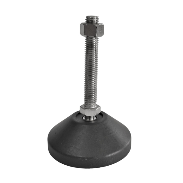 Фото - Опора регульована нейлон. "п'ята" Ø80 нерж. шток М12*80мм рухома