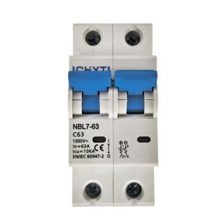 Фото - Автоматичний вимикач DC 1000V 2полюса 63А DIN рейка CHYT NBL7-63