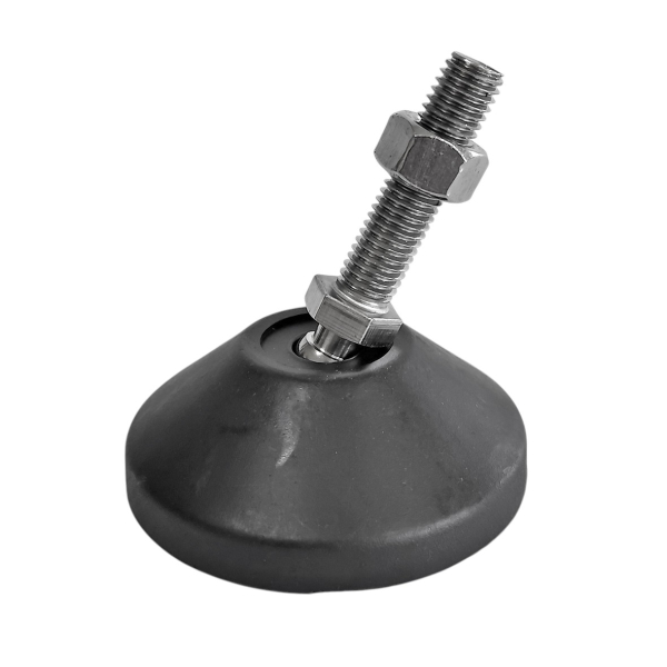 Фото - Опора регульована нейлон. "п'ята" Ø80 нерж. шток М12*50мм рухома