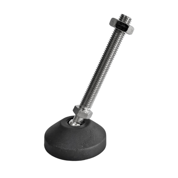 Фото - Опора регульована нейлон. "п'ята" Ø50 стал.оцинк. шток М10*80мм рухома