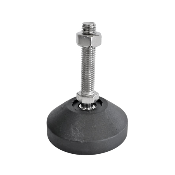 Фото - Опора регульована нейлон. "п'ята" Ø60 стал.оцинк. шток М10*50мм рухома