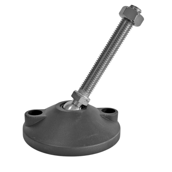 Фото - Опора регульована нейлон. "п'ята" Ø100 нерж. шток М14*100мм рухома