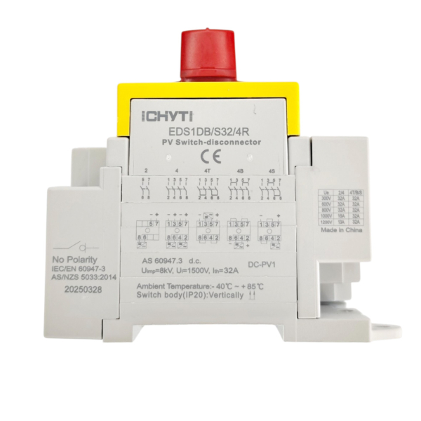 Фото - Роз'єднувач вимикач DC 1000V 4полюси 32А DIN рейка CHYT DS1DB-S32