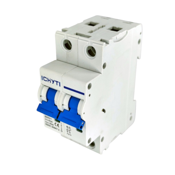 Фото - Автоматичний вимикач DC 600V 2полюса 63А DIN рейка CHYT NBL7-63