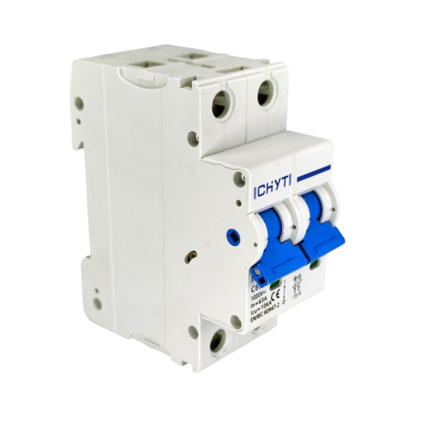 Фото - Автоматичний вимикач DC 1000V 2полюса 63А DIN рейка CHYT NBL7-63